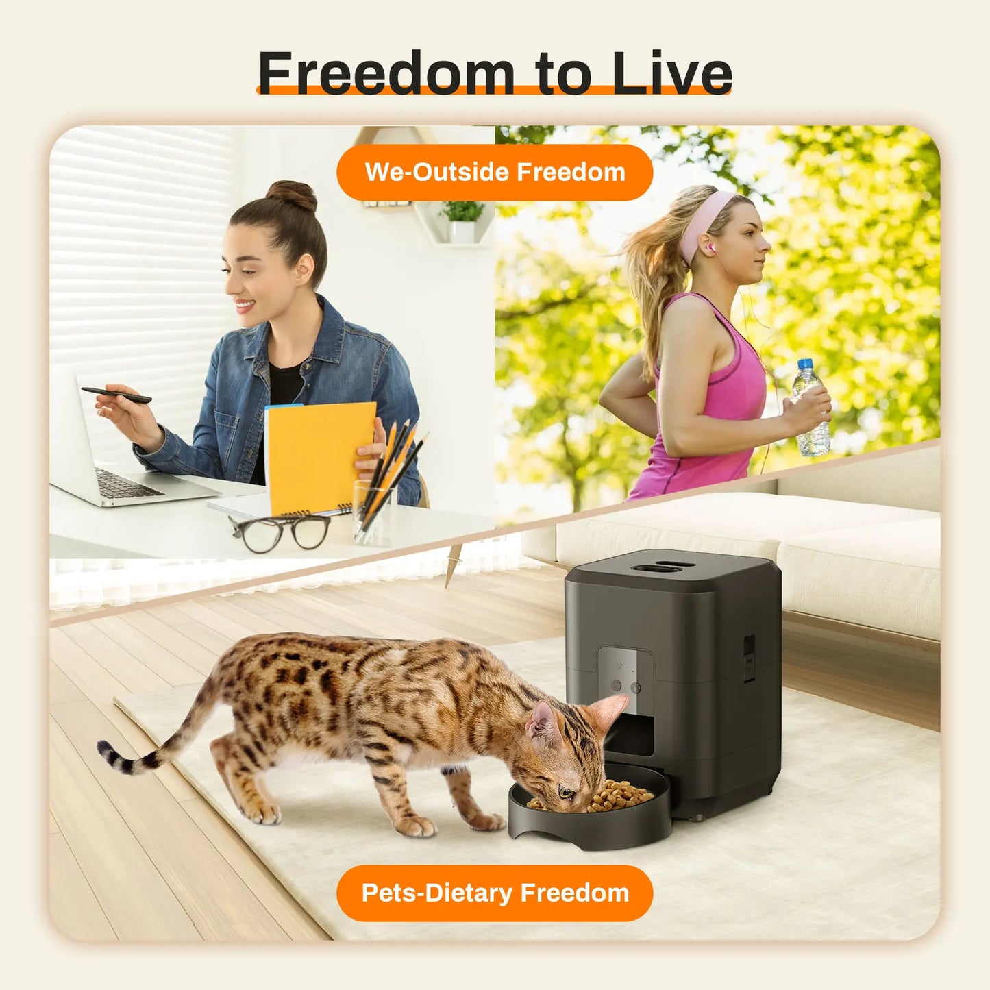 Smart Automatic Pet Feeder – Timed Cat & Dog Food Dispenser with Portion Control and LCD Display