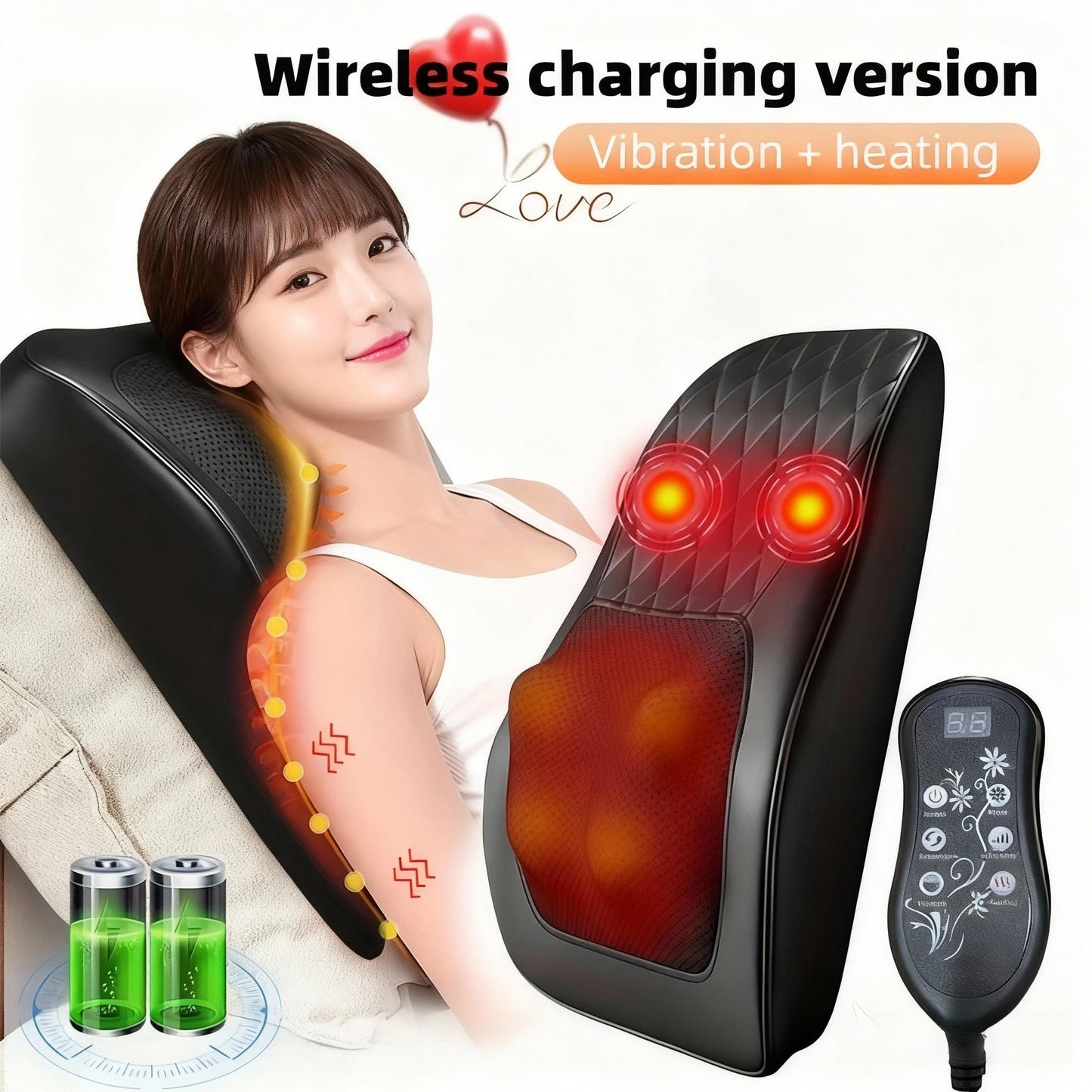 Electric Shiatsu Neck & Back Massager Pillow – Heated Cervical Traction & Vibration Relief for Home, Office & Car
