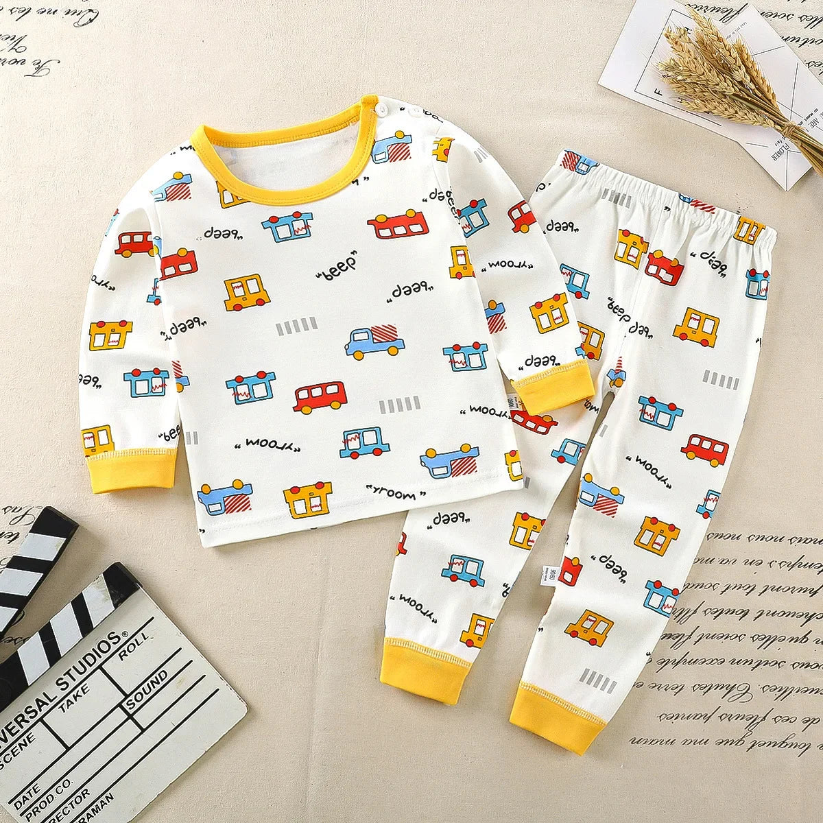 Kids Cotton Pajama Set – Soft Cartoon Long Sleeve Top & Pants for Boys and Girls, Autumn Winter Sleepwear Outfit