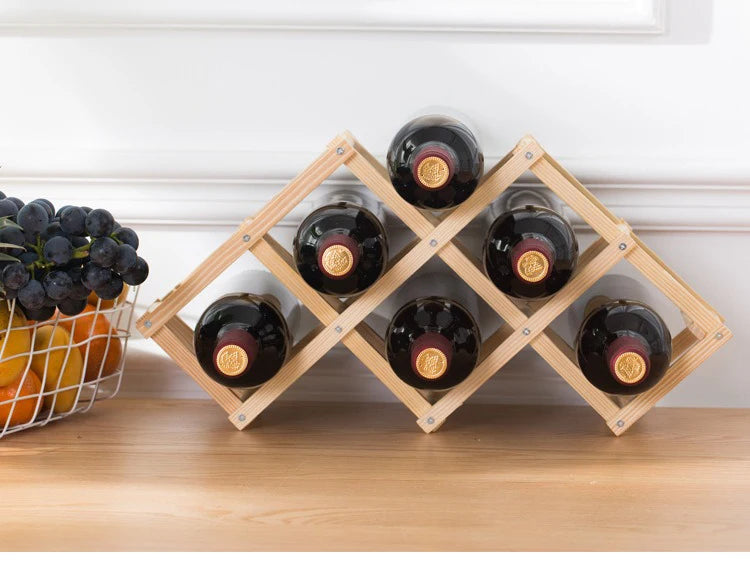 Wooden Wine Rack Display Stand – 3/10 Bottle Countertop Wine Holder and Kitchen Storage Organizer
