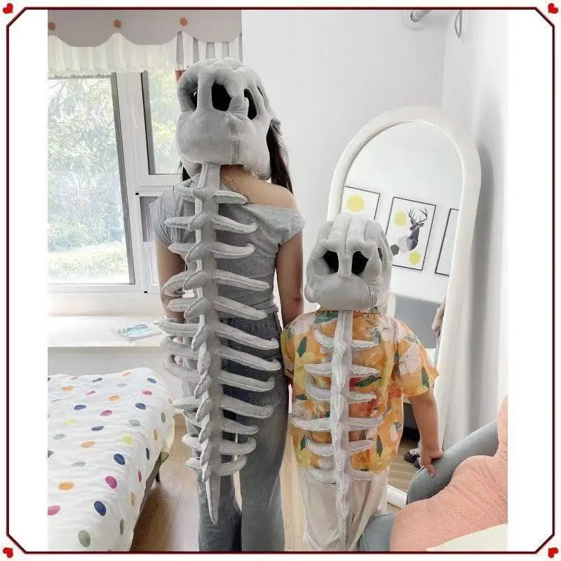 3D Realistic Dinosaur Skeleton Costume – Funny Plush Cosplay Set with Headgear for Dress-Up, Parties and Creative Gifts
