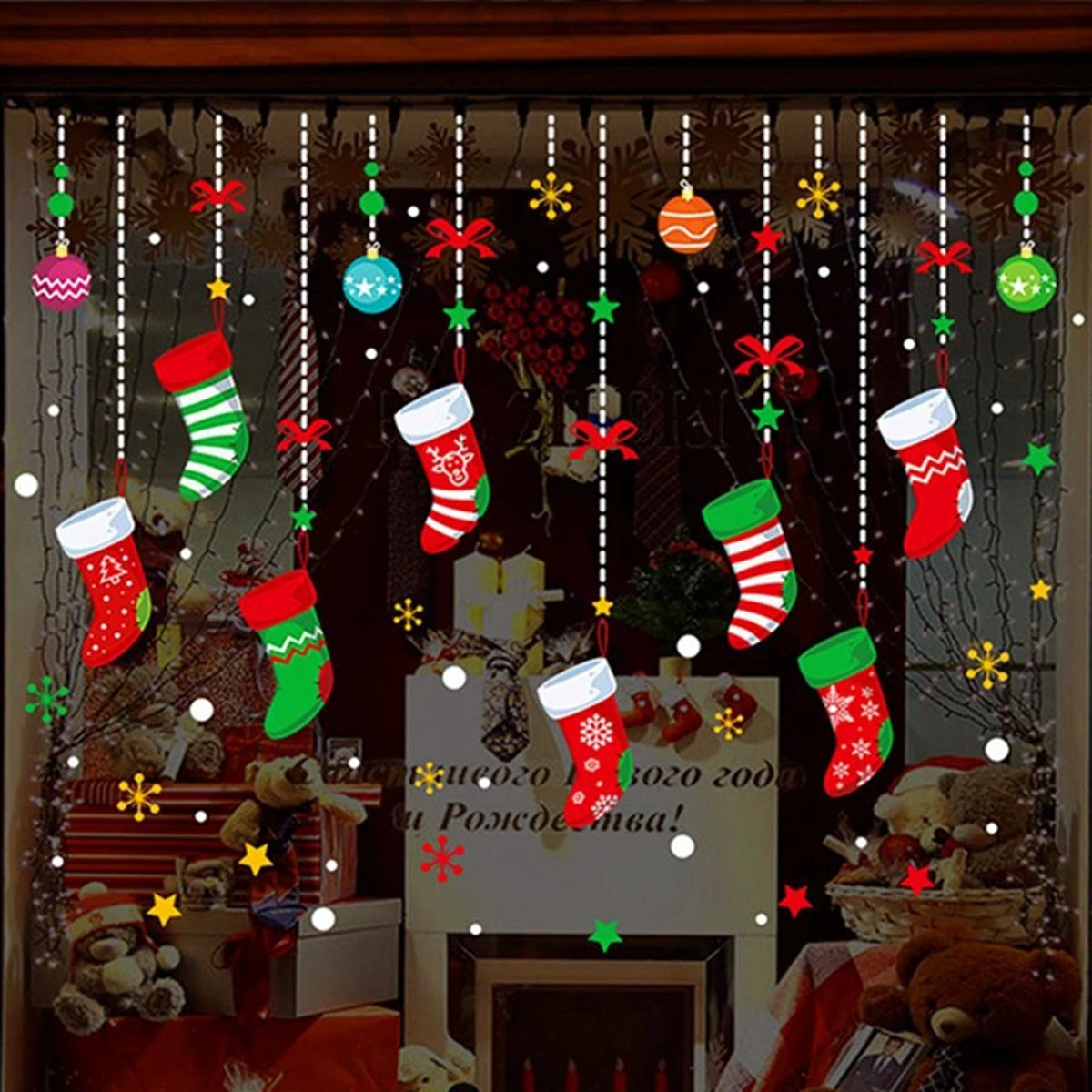 Christmas Wall and Window Stickers – Merry Christmas 2024 Home Decorations, Xmas Ornaments & New Year 2025 Décor