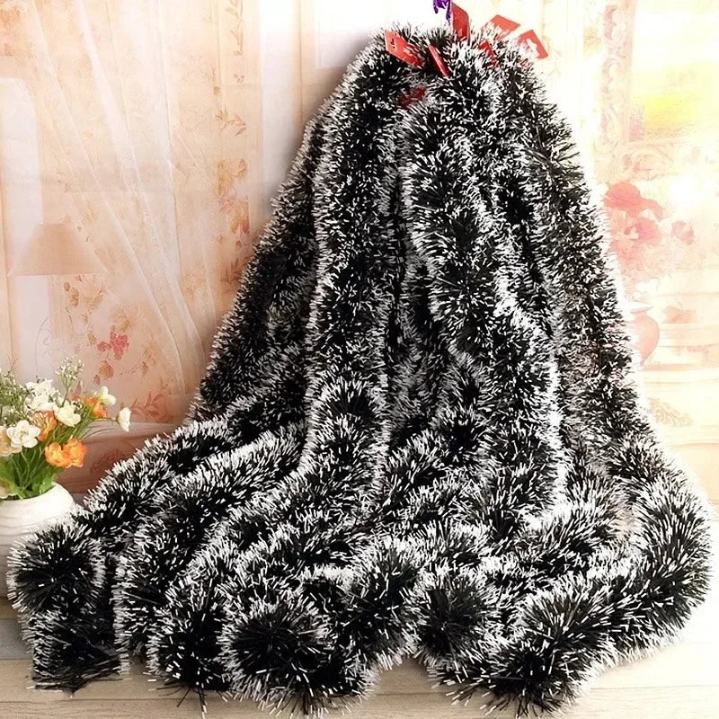 2M Christmas Ribbon Garland – Green PVC Tinsel Cane Ribbon for Tree, Wreath, and Home Holiday Decorations