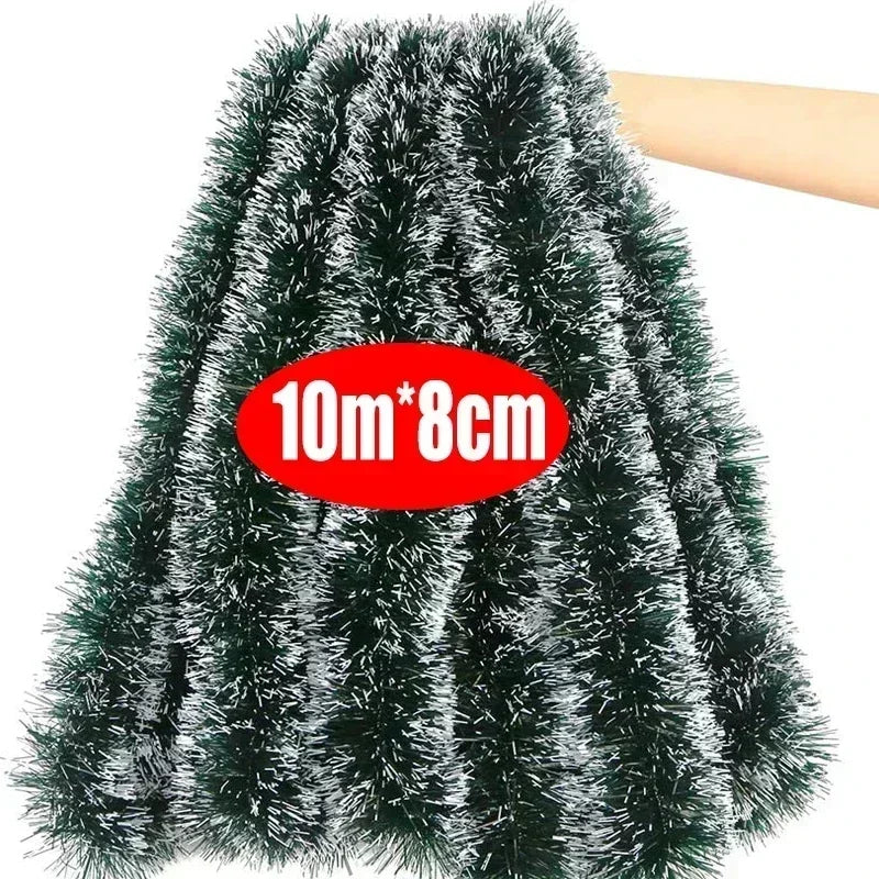 2M Christmas Ribbon Garland – Green PVC Tinsel Cane Ribbon for Tree, Wreath, and Home Holiday Decorations