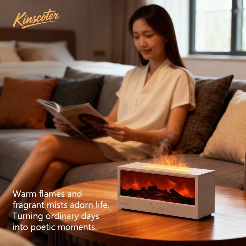 Fireplace Flame Aroma Diffuser – Essential Oil Humidifier with Remote & Colorful Ambient Lights (150ml)
