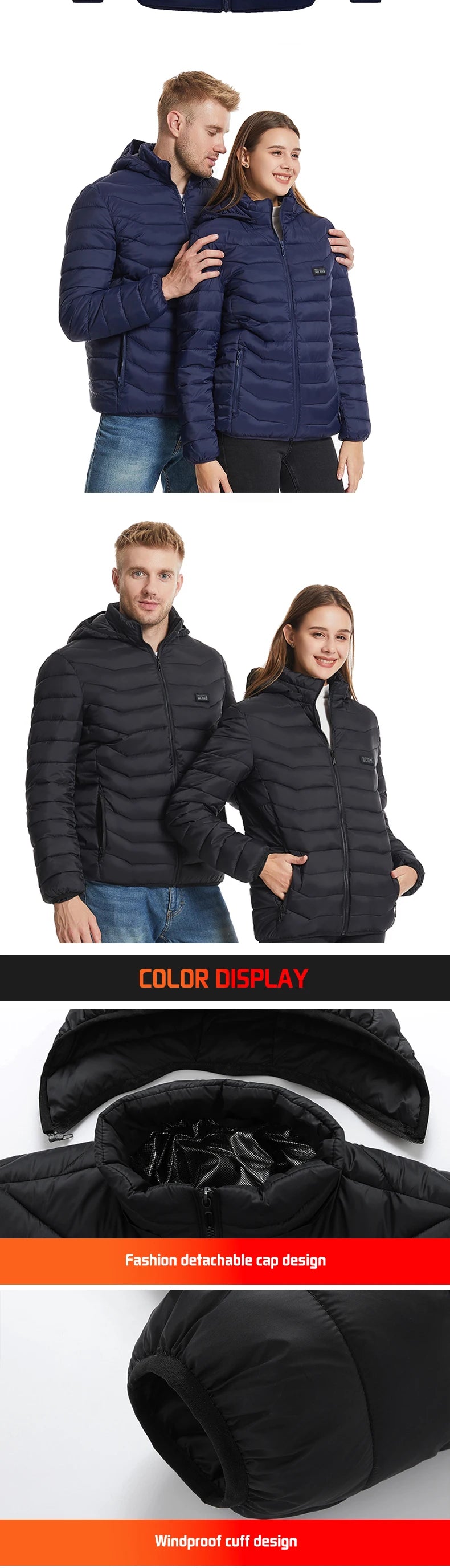 TODWARM 21-Zone Heated Jacket – USB Electric Heating Motorcycle and Winter Jacket for Men and Women | Thermal Graphene Coat