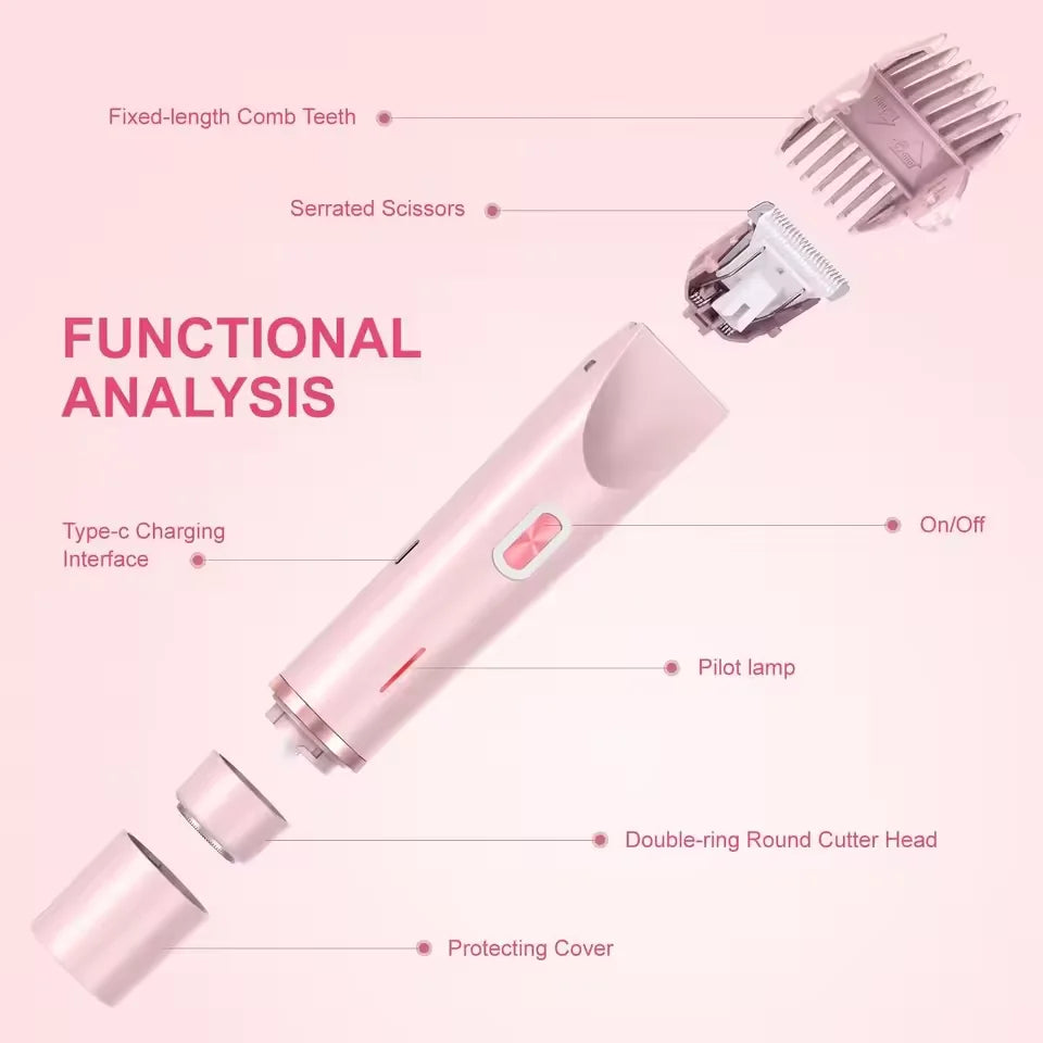 2-in-1 Electric Razor for Women – Painless Bikini Trimmer and Facial Hair Shaver | Waterproof, Portable Hair Remover for Body and Face