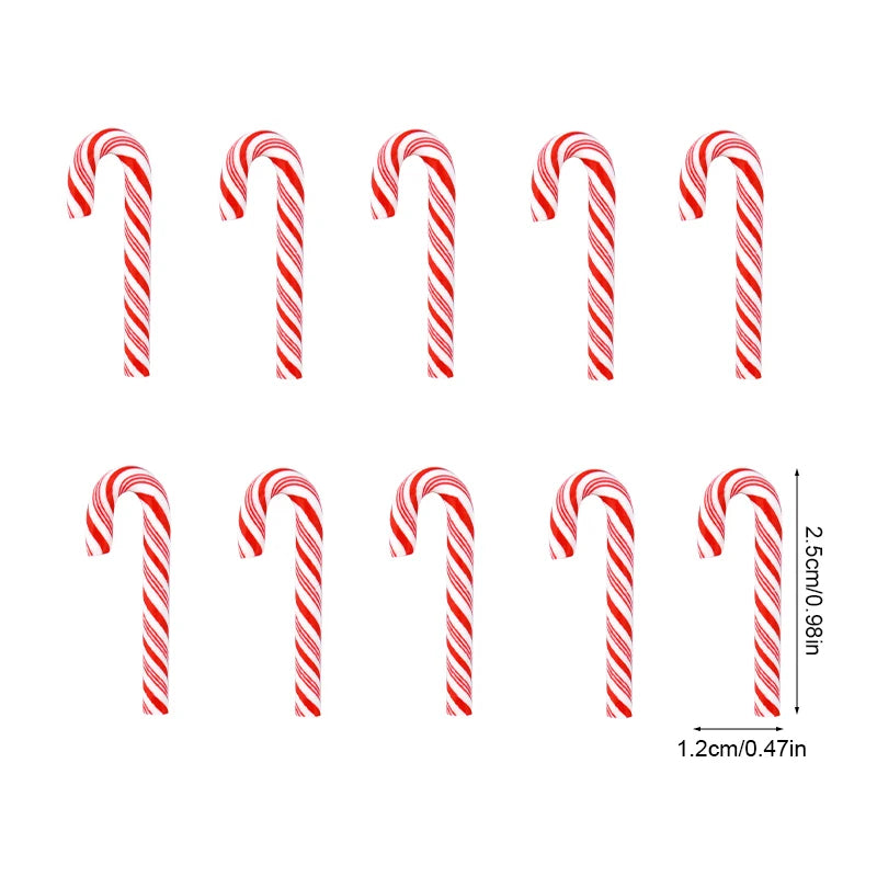 Mini Candy Cane Christmas Decorations – 10/30/50pcs Red & White Resin Ornaments for DIY Crafts, Tree & Home Décor 2025