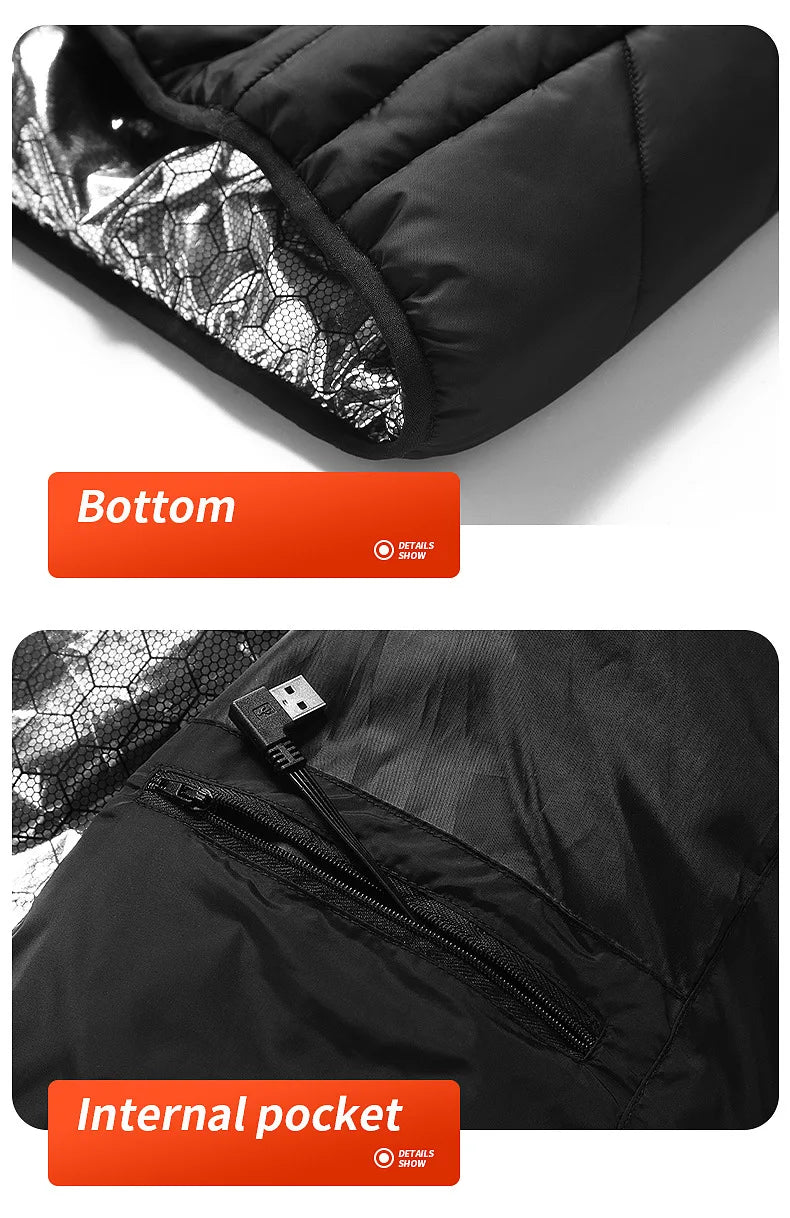 21-Zone Heated Vest – USB Electric Heating Jacket for Men and Women | Graphene Thermal Coat for Winter, Camping and Outdoor Sports