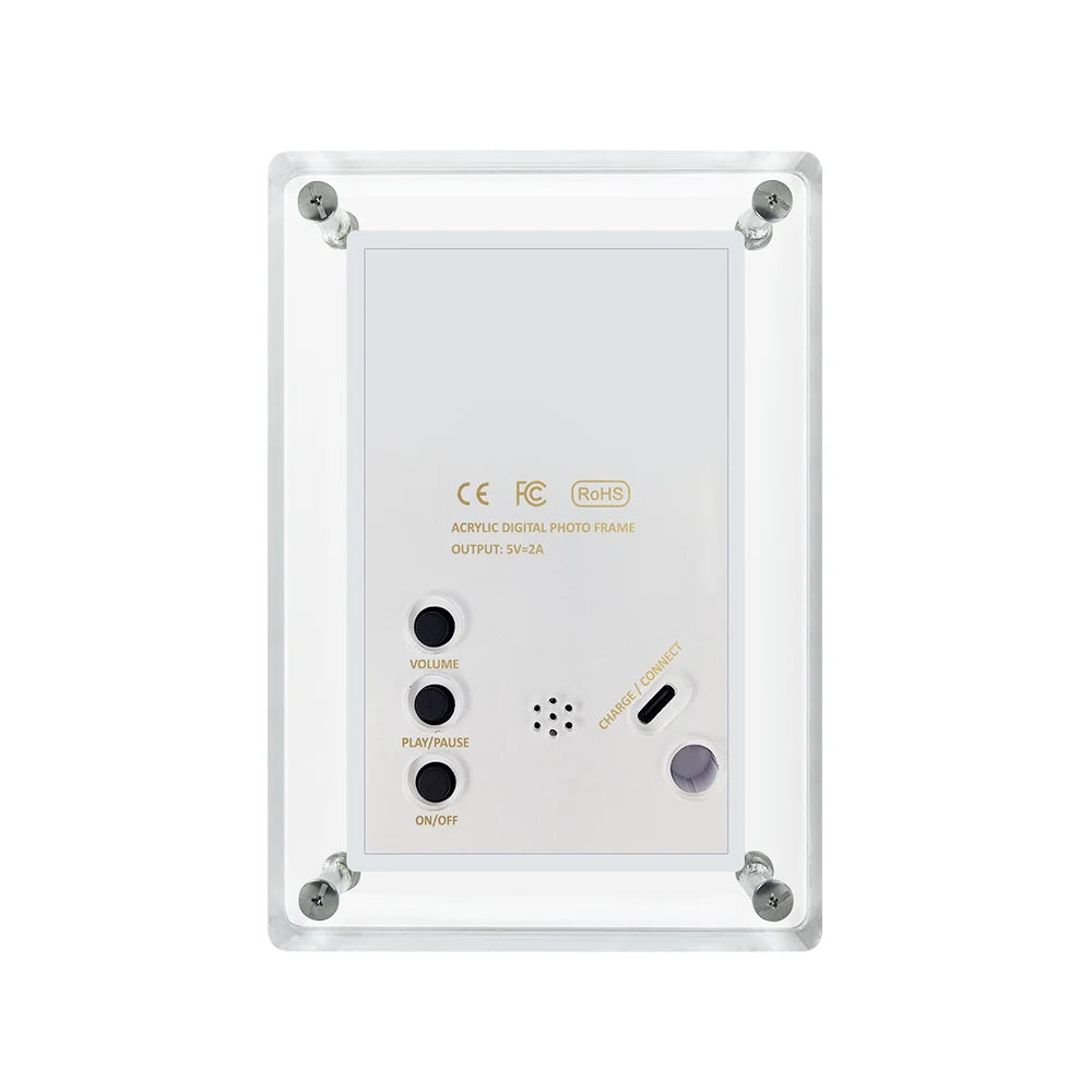 Acrylic Digital Photo Frame – 5 Inch IPS Display, Built-In Battery, 4GB Memory | Portable Digital Picture Frame